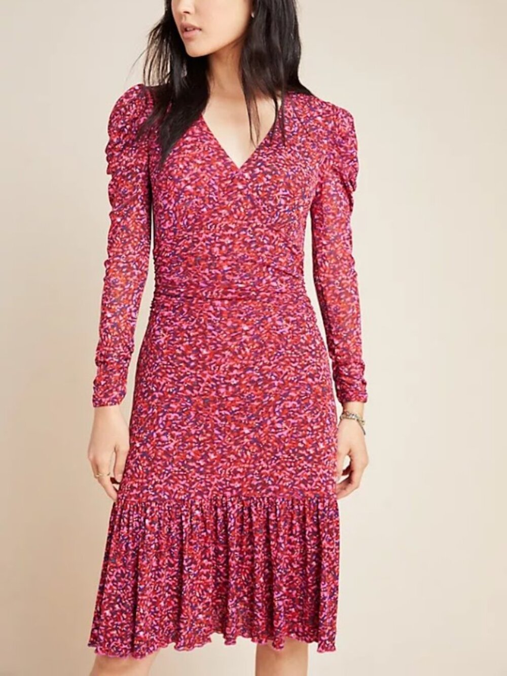 Diane von Furstenberg Alyssa Mesh Midi Dress Scribble Garden Acai Size XL